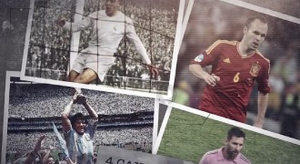 An extract from a video featuring 4 famous soccer players