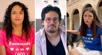 Tres jóvenes hispanos participan en una videoconferencia