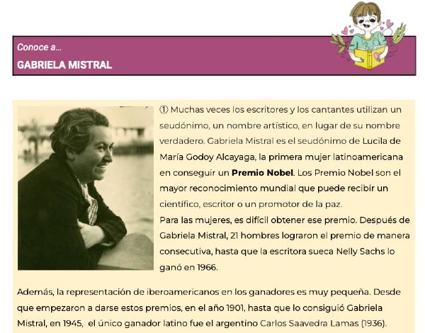 A reading text about Gabriela Mistral
