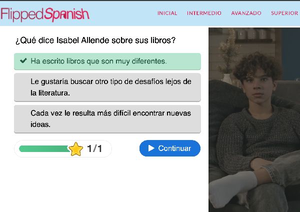 Interactive video with questions about Isabel Allende