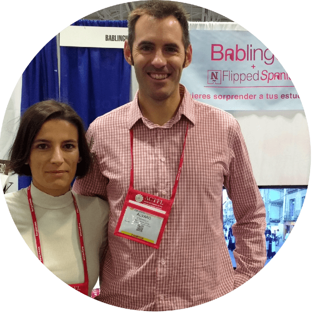 Álvaro and Laura at their booth in ACTFL 2017
