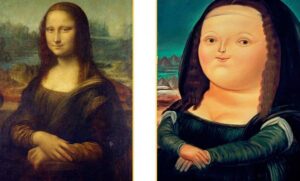 Da Vinci's and Botero's versions of Mona Lisa