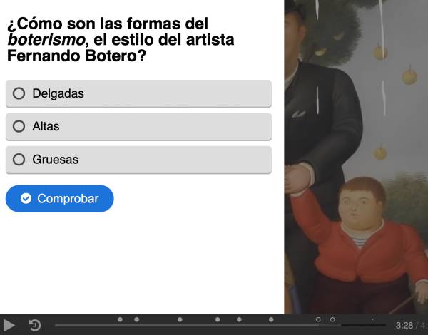 An interactive video with a question about Fernando Boter's style