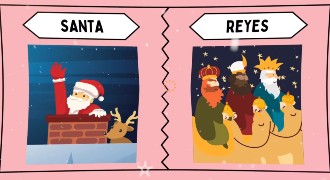 A screenshot from a video showing Santa Claus and the three wise men