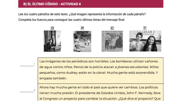 A Spanish worksheet about Black history month in which students need to connect some images to the right texts.