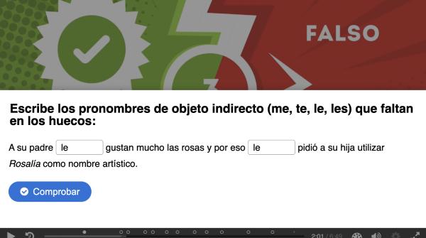 An online question about the Spanish indirect and direct pronouns