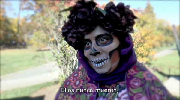 An extract from a video about Day of the Dead showing a catrina
