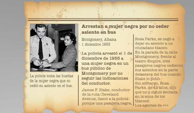 News article about Rosa Park's arrest (in Spanish)
