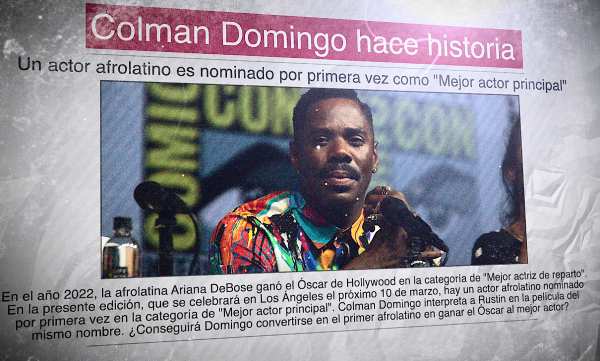 A Spanish newspaper with the news of the first Afro Latino to ever be nominated for Best Actor