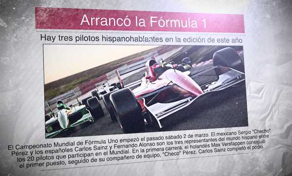 A Spanish newspaper with the photo of a Formula One car and the title: "Arrancó la Fórmula Uno"
