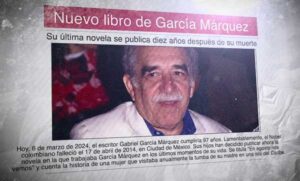 A Spanish newspaper with a photo of Gabriel García Márquez and the news about his new novel.