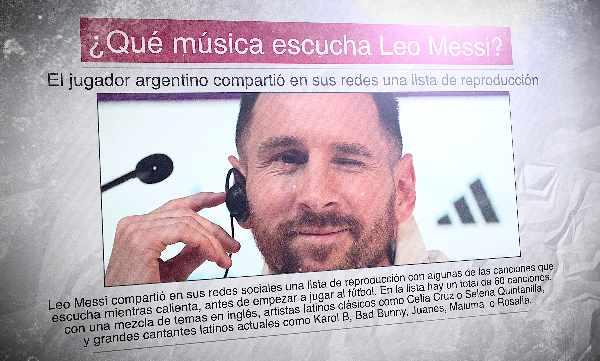 A Spanish newspaper featuring Leo Messi and the headline: ¿Qué música escucha Leo Messi?