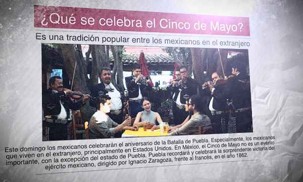 Un diario español con una foto de mexicanos celebrando y el titular: ¿Qué se celebra el Cinco de Mayo?