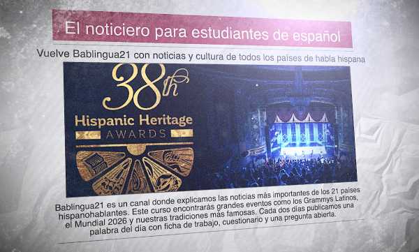 Un diario con la imagen de los Hispanic Heritage Awards y el titular: "El noticiero para estudiantes de español"