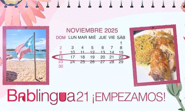 Un calendario del mes de noviembre con una foto de un pavo al horno con arroz con gandules y una imagen de Puerto Rico
