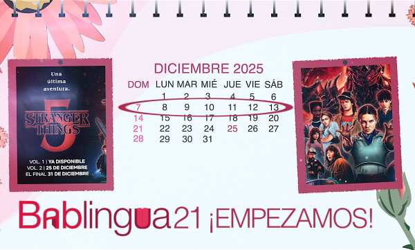 Un calendario del mes de diciembre con imágenes de la serie Stranger Things