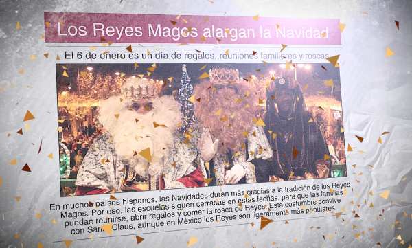 Un diario con una foto de los Reyes Magos y el titular "Los Reyes Magos alargan la Navidad"