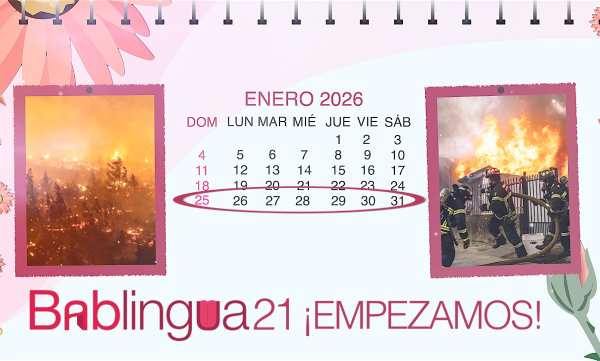 Un calendario del mes de enero de 2026 con imágenes de los incendios en Chile.