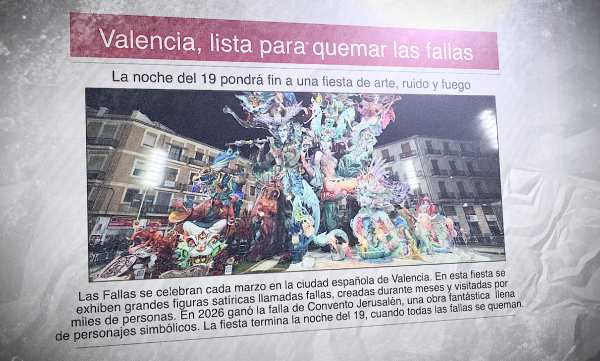 Un diario con la foto de la Falla ganadora de 2026 y el titular: "Valencia, lista para quemar las fallas"