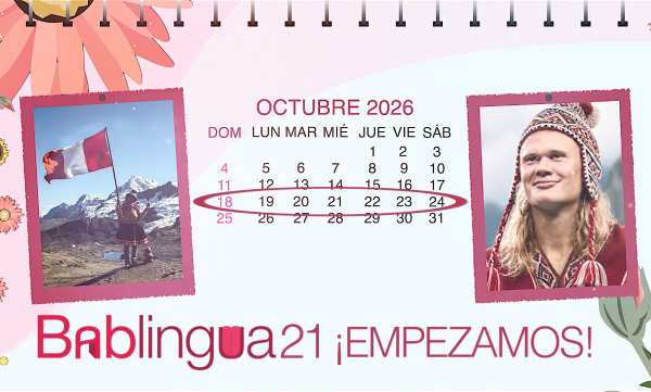 Un calendario de octubre de 2026 con una foto de Perú y otra de Erling Haaland con un gorro andino